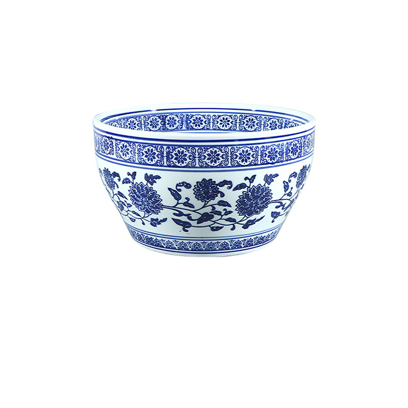 复古青花面汤碗火锅调料蘸料碗商用自助餐厅调料大碗汤碗圆形陶瓷