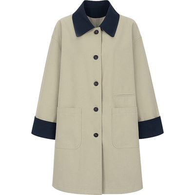 衣香丽影巴恩风撞色风衣女中长款