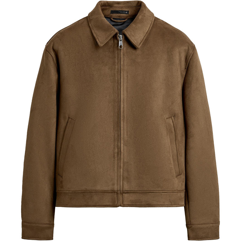 西班牙单！仿麂皮绒拉链夹克