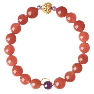 六不散人原创设计南红玛瑙手链水红料手串桃花月老红绳国潮礼物女