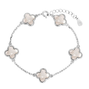 POEM手链女轻奢高级感925纯银小众设计精致幸运草母贝孔雀石手饰