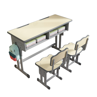双人双柱学校中小课桌椅儿童学习桌培训辅导班写字桌加厚可升降