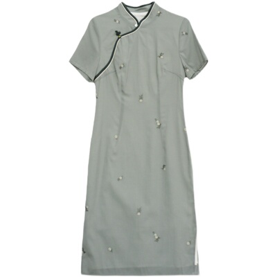 前世今生复古风斜襟立领绣花旗袍