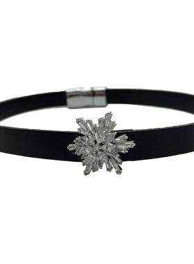 性感黑色原创手作风雪花复古项链