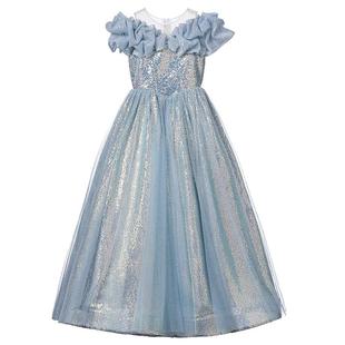 儿童公主裙高端一字肩女童晚礼服生日小女孩钢琴演出服主持人走秀