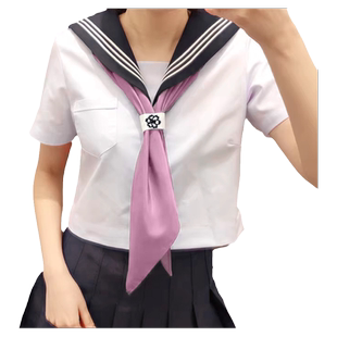 领带粉色三角巾jk水手服领巾学院风纯色制服手打大领结环扣白色女