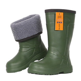 冬季加绒雨鞋女高筒超轻泡沫棉雨靴时尚加厚保暖水鞋EVA防水胶鞋