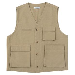 7AM10PM 浅卡其工装马甲女休闲2023春夏新款宽松100棉无袖外套