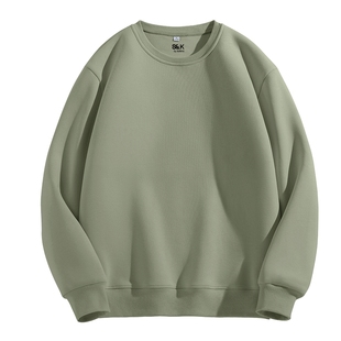 班尼路S&K抹茶绿卫衣男冬季新款经典圆领秋冬加绒上衣男士打底衫A