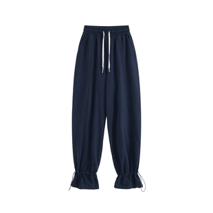 王润原创SOHANA2025美式休闲阔腿长裤收脚踝花苞束脚运动裤神裤