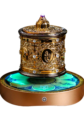 藏族转经简轮藏式家用佛堂物品电动转动轮玄关禅意吉祥磁悬浮摆件