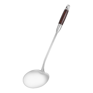 锅铲不锈钢蘑菇铲食品级炒菜专用铲子家用木柄把加厚铁锅铲炒菜勺