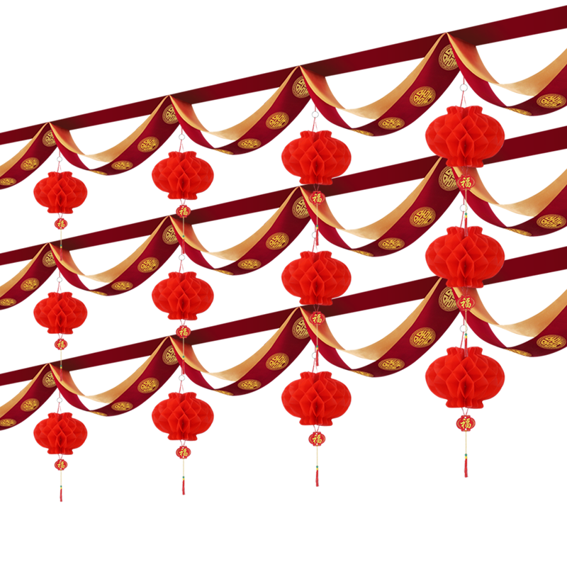 结婚院子装饰波浪彩旗