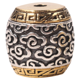 藏银文玩手串配珠编织绳diy桶珠隔珠挂坠藏式配饰手链单珠小配件