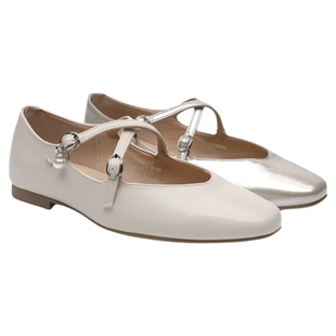 月芽儿法式玛丽珍女鞋2026新款春季交叉绑带平底鞋粗跟浅口单鞋子