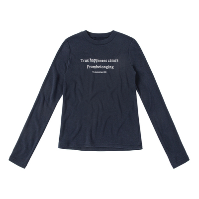 绵羊毛字母植绒长袖打底衫