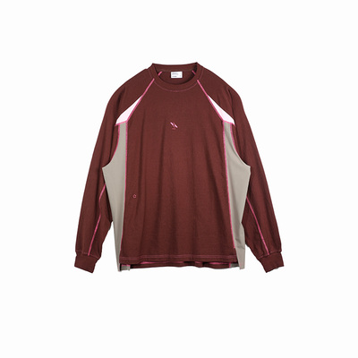 咆哮野兽装饰线拼接长袖t恤