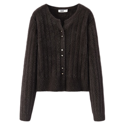 商场同款|森马针织开衫女冬季短款修身仿貂毛2025新款小个子毛衫