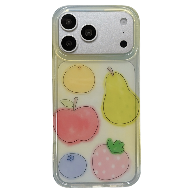 jze 夏日小清新彩色涂鸦水果适用苹果17ProMax手机壳iphone16pro新款17女款15pro超好看14全包双层防摔手机套