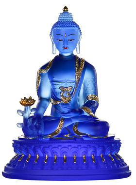 古法琉璃东方三圣佛像摆件药师佛居家供奉日光月光菩萨药师三尊佛