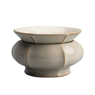 陶迷米黄汝窑茶漏陶瓷茶滤家用泡茶叶漏网茶道配件开片可养茶具