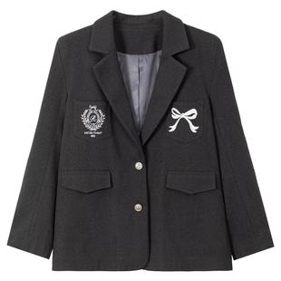 KEIKO [重工刺绣] 美式廓形西装外套学院风休闲小西服+西裤两件套