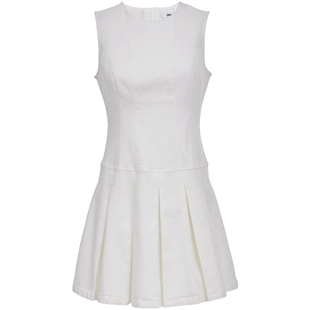 ONLY2026春季新款修身无袖圆领提花暗纹字母印花牛仔短裙连衣裙女