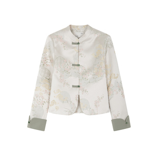 IHIMI海谧新中式国风刺绣春秋短款外套女2025春季新款高级感女装