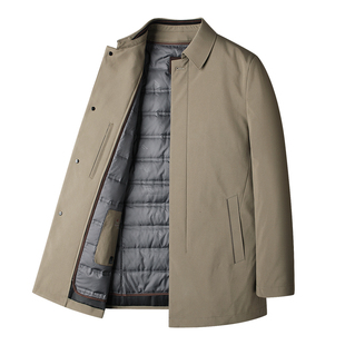 爸爸冬装羽绒服男士中长款加大码冬季中老年人男士保暖加厚外套男