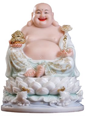 汉白玉弥勒佛佛像家用笑佛摆件