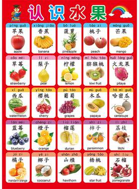 儿童认识蔬菜水果动物无声挂图画