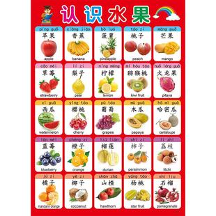 儿童早教认识水果蔬菜动物交通工具无声启蒙认知挂图海报墙贴纸画