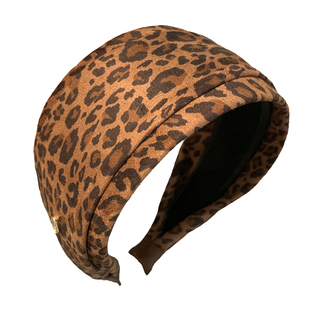 韩国甜酷辣妹百搭磨毛豹纹金标压发箍大宽边修饰脸型通勤洗脸头箍