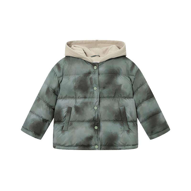 RBIGX瑞比克童装秋冬新款男女童连帽外套扎染保暖轻盈羽绒服