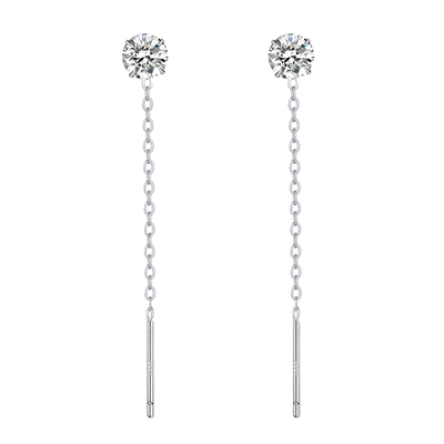 S999纯银耳钉女耳线高级感满钻