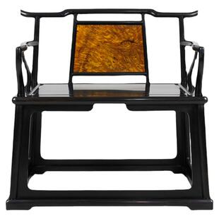 檀趣【紫光檀专卖】镶瘿木禅椅东非黑黄檀客厅宝座明式仿古打坐椅