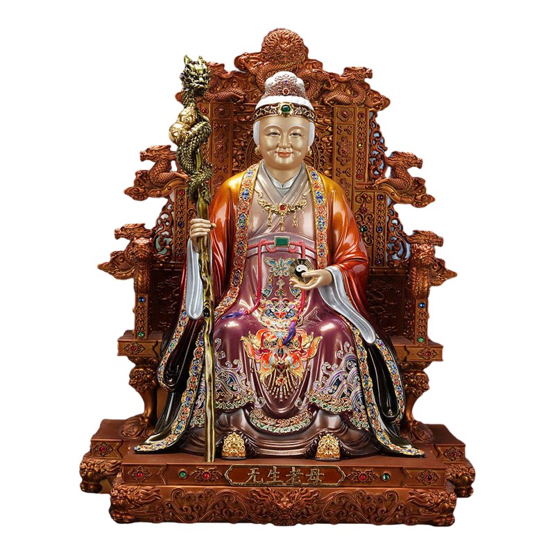 黄铜彩绘骊山圣母娘娘神像摆件