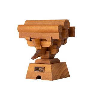 晚峰西安鼓楼斗拱积木古建筑榫卯拼装模型实木益智玩具教具礼盒版