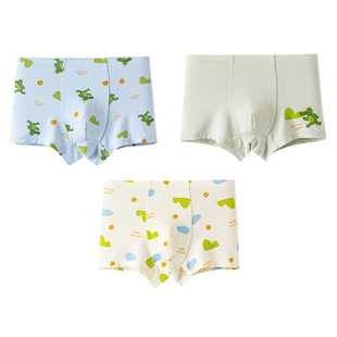 顶呱呱儿童内裤男童莫代尔透气宝宝男孩中大童平角四角短裤3条装