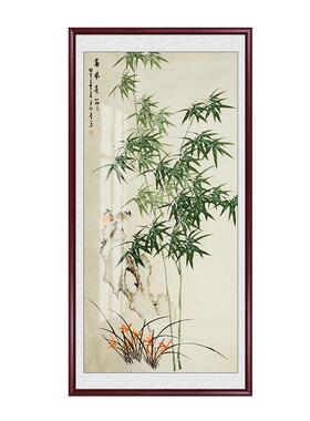 竹子玄关画客厅装饰画竖版