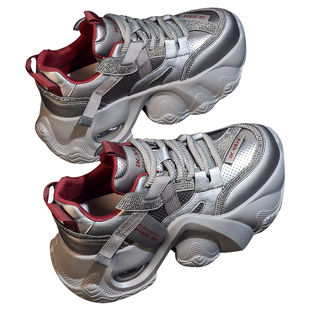 内增高2026年超火春季新款老爹鞋女透气真皮百搭厚底休闲鞋子爆款