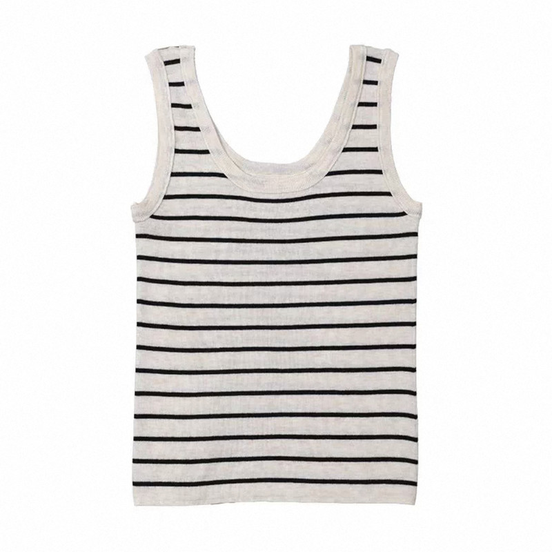 【海风物语】大U领条纹吊带背心