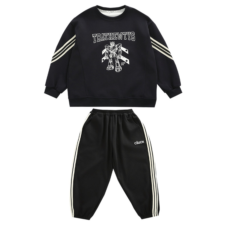 青少年时髦卫衣两件套宽松运动服胖童装男童加肥加大套装秋季新款