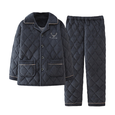 睡衣男士冬季中老年爸爸珊瑚绒