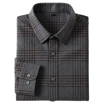 秋季加厚格子男士磨毛长袖衬衫