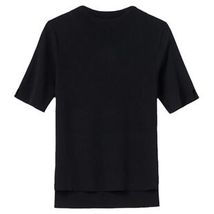 法式小众设计感半高领黑色短袖针织衫女夏新款半袖冰丝打底衫