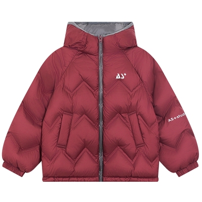 90安心绒户外防水撞色连帽羽绒服