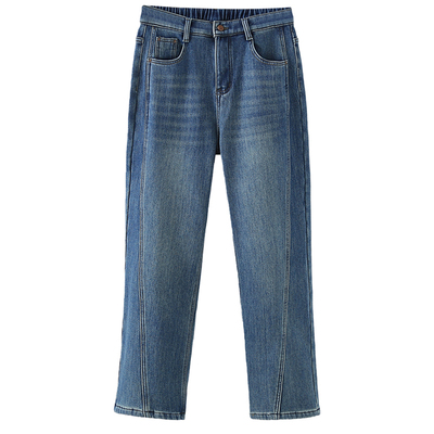 大码女装秋冬加绒保暖弯刀牛仔裤