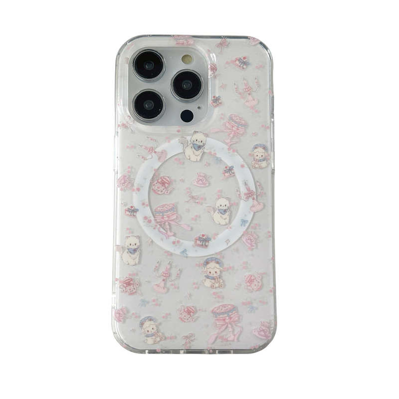 ins少女心蝴蝶结蛋糕猫咪磁吸支架适用苹果iPhone17161514promax手机壳华为mate60pro+女pur
