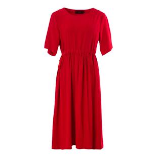 红色连衣裙女2025夏季小个子草原度假中长款宽松三亚沙滩中长裙